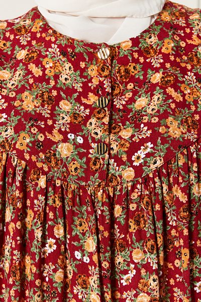 fistan Floral Print Round Robe Mother Hijab Dress