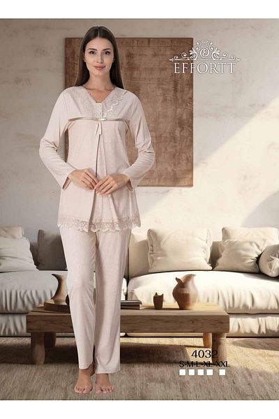 Maison Mila Maternity Pajama Set with Hidden Breastfeeding Features