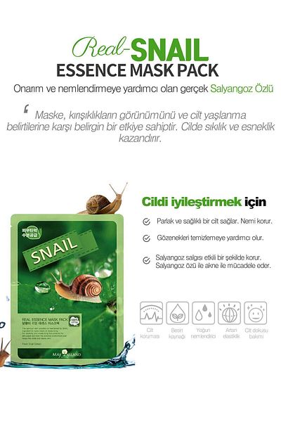 May Island 5-piece Korean Paper Face Mask - Snail Extract, Natural Brightness and HealthY Skin