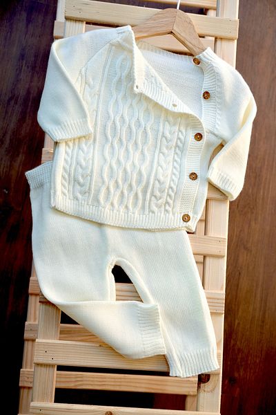 Bursa Trikomer Knitwear Knitted Side Button Crew Neck 2Pcs Fashionable Baby Set