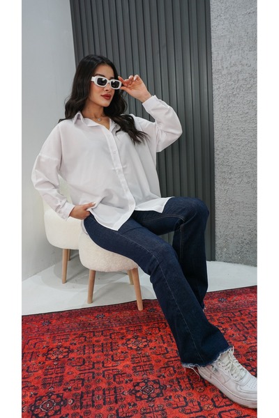 Neva Wear Cămașă de bază lungă oversize albă de damă