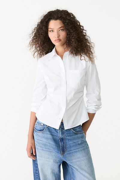 Stradivarius Fitted gathered shirt with pocket