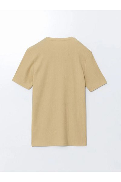 LC Waikiki Ανδρικό μπλουζάκι LCWAIKIKI Classic Beige Crew με κοντό μανίκι