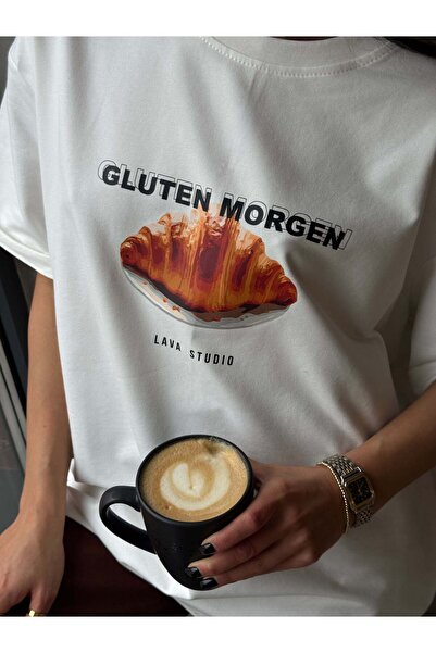 Jose Clothing Γυναικείο μπλουζάκι με λευκό μοτίβο με λαιμόκοψη μεγάλου μεγέθους