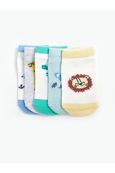 LC Waikiki LCW baby Kaydırmaz Tabanlı Erkek Bebek Patik Çorap 5'li