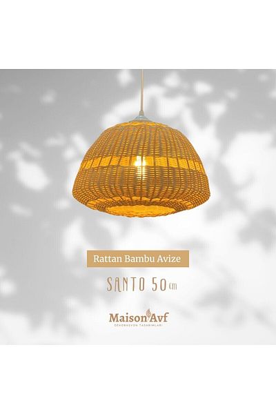 Maison Avf Santo Rattan Bamboo Pendant Chandelier 50 cm