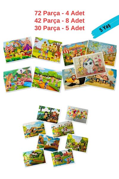 Yıldız Kardeşler 4 Ad. 72 Parça Puzzle + 8 Ad. 42 Parça  + 5 Ad. 30 Parça ,17...