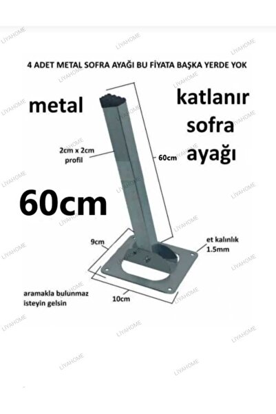LİYAHOME Metal Katlanir Yer Sofrasi Ayaği 60cm (4ADET FİYATİDİR)