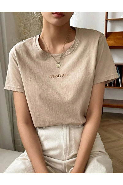 SUPER POZE Tricou oversize din țesătură de bumbac cu imprimeu pozitiv pentru ...