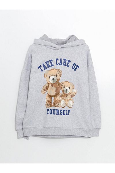 LC Waikiki Hanorac gros pentru femei XSIDE Bear Teddy Printed Oversize