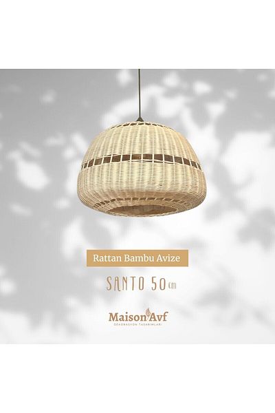 Maison Avf Santo Rattan Bamboo Pendant Chandelier 50 cm
