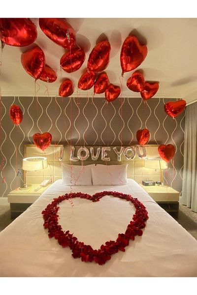 CUGY Red Heart I Love You Silver Text Love Concept Valentine's Day Special Day Party Celebration Set