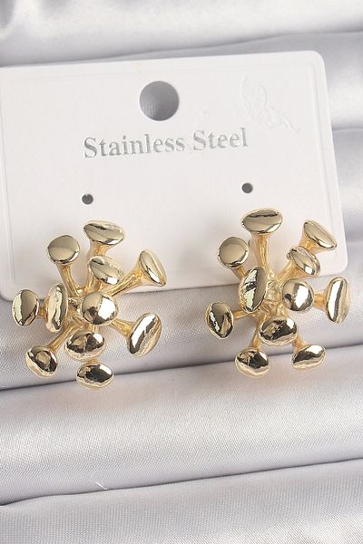 Clariss Mu Mu Brass Gold Color Virus Figure Model Women's Earrings