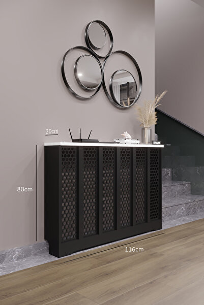 BAGAX Bodrum Model, Siyah Üstü Beyaz Renk,iç Ölçü 116 Cm Dış Ölçü 120 Cm Petek Kaplama, Dresuar