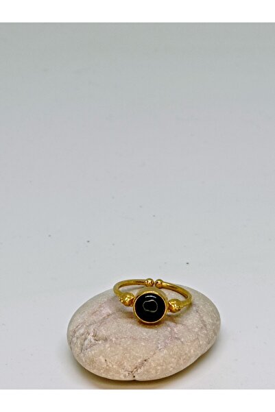 mama india alaçatı Agate Natural Stone Handmade Adjustable Bronze Ring No 6