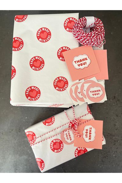 Meyofficial Hand Made Themed Gift Product Packing Kit (Pelur Binding String Card and Stickers)