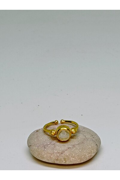 mama india alaçatı Crystal Quartz Natural Stone Handmade Adjustable Bronze Ri...