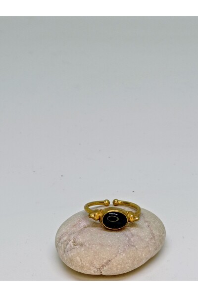 mama india alaçatı Agate Natural Stone Handmade Adjustable Bronze Ring No 9