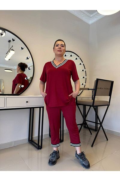 garajmood Set de buzunare cu dungi roșii Claret de mărime mare