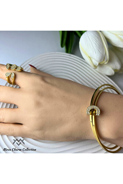 DM Takı Letter C Zircon Stone Steel Ajda Charm / Pendant