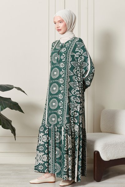 fistan Ruffled Skirt Front Buttoned Loose Aerobin Dress Hijab Dress Mother's Dress Prayer Dress