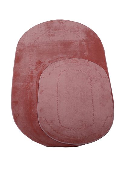 Dokumacıoğlu Rixos 3-Piece Pink Bath Mat Set, Carpet, Non-Slip Leather Based Washable Toilet Seat