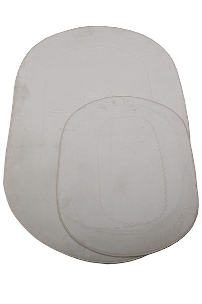 Dokumacıoğlu Rixos 3-Piece Cream Bath Mat Set, Carpet, Non-Slip Leather Based Washable Toilet Seat