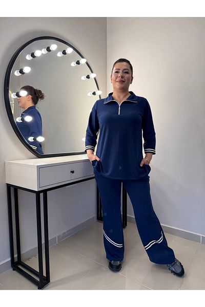 garajmood Σετ με λεπτομέρεια με λαιμόκοψη με μπλε ρίγες και φερμουάρ
