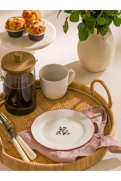 LC Waikiki Lcw Home Floral Printed Porcelain Cake Plate 19 cm
