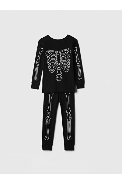 GAP Bebek Siyah %100 Organik Pamuk Halloween Desenli Pijama Takımı