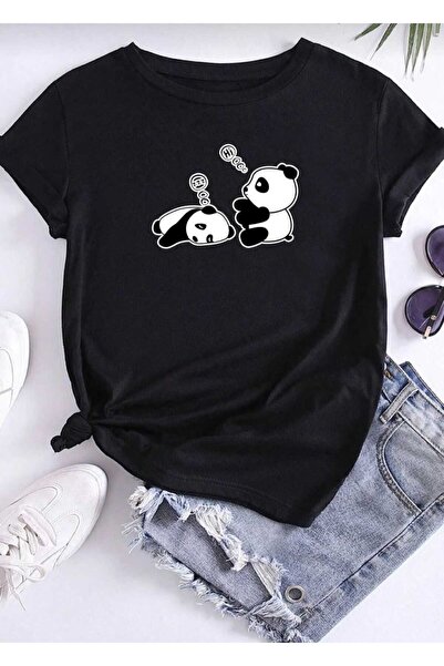 KOZİA OUTDOORS Βαμβακερό χαριτωμένο μπλουζάκι Unisex με στάμπα Πάντα, σε μεγά...