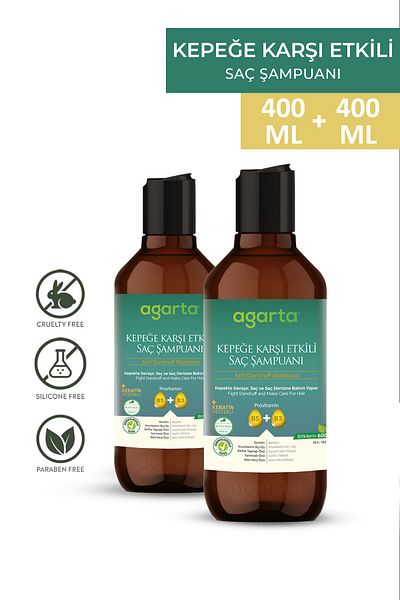 Agarta 2 Natural Anti-Dandruff Shampoo 400 ml (Vegan, Sale-Free)