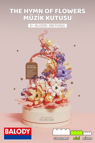balody The Hymn of Flowers Music Box (Bl21238) – Mini Block Building Toys Set