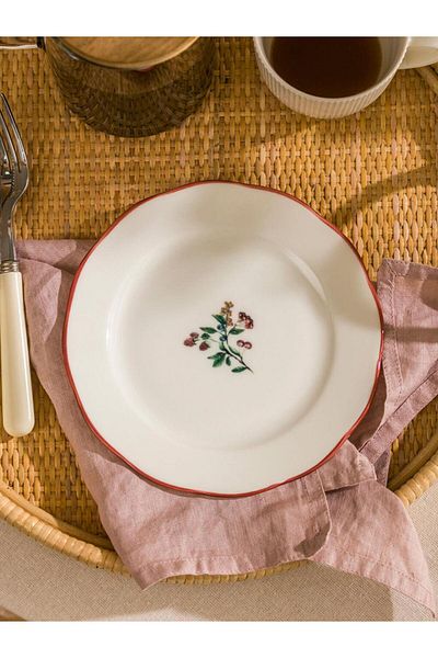 LC Waikiki Lcw Home Floral Printed Porcelain Cake Plate 19 cm