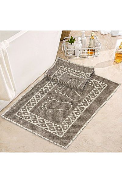 Dokumacıoğlu Soffy Brown 2 τεμάχια 50x70 cm Χαλάκι μπάνιου - 100% βαμβάκι, πλένεται πατάκι δαπέδου