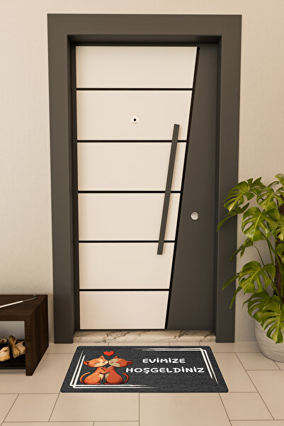 Dormot High Quality Digital Printing Black with Framed Double Cat Theme Door Front Mat