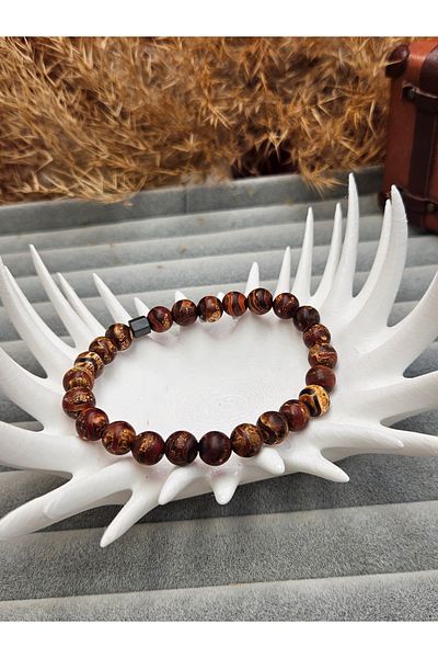 AURA Natural Stone Men's Bracelet Tibetan Agate Coffee