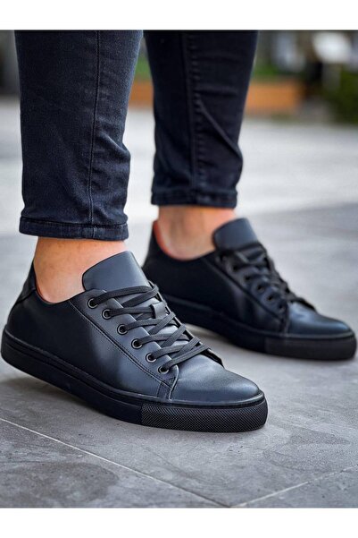 Arda Kb-122 Kuback Black Skin Black High Sole Lace up Casual Men's Shoes