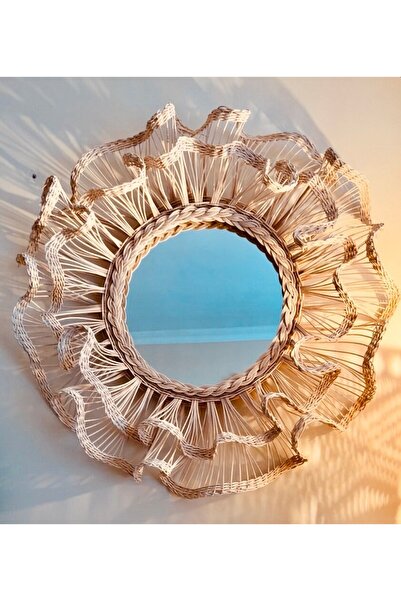 luminart Dekoratif Rattan Duvar Aynası Dekoratif ayna bohem ayna