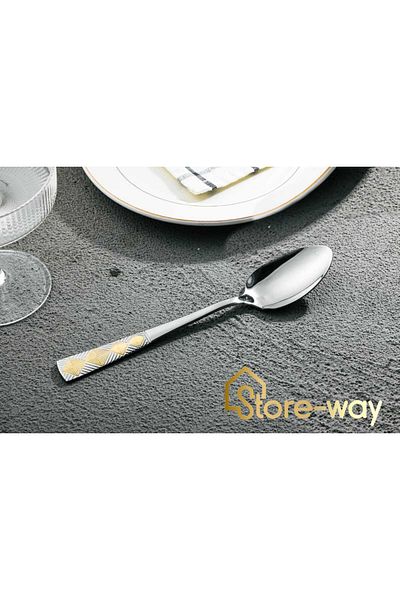 Storeway 12 Pcs Gold&Silver Stainless Steel Dinner Spoon