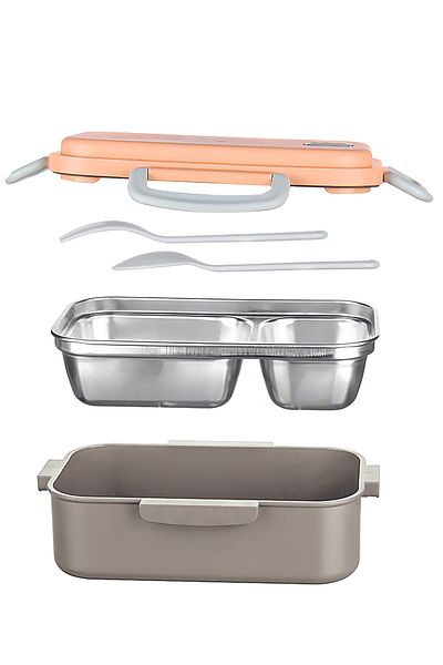 Emofom Aura 450ml Stainless Steel Child Nutrition Container 2 Compartments Meal Storage Container (21 X 13 X 8 cm)