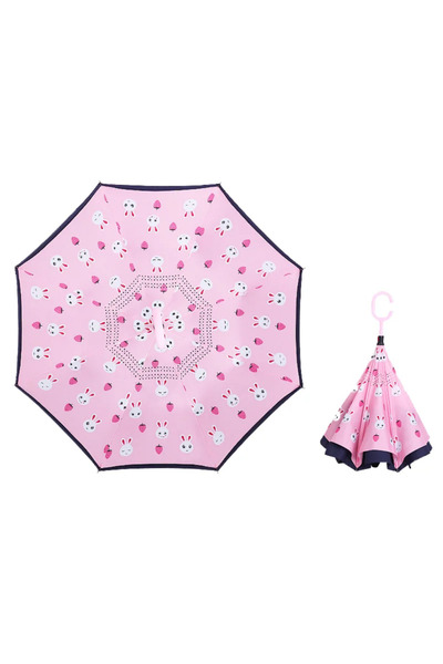 AY-EGE Çocuk Şemsiye Ters Şemsiye Tavşan Çilek