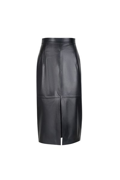 Desa Lucie Black Women's Long Leather Skirt