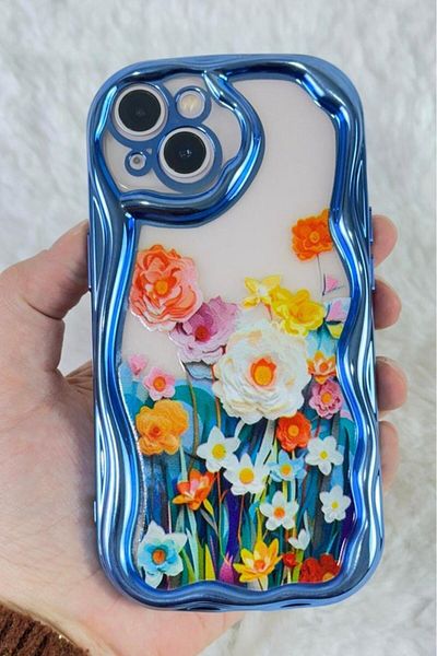 Vip Case iPhone 14-13 - حافظة Bloss بتصميم أنيق وعصري مع حماية للكاميرا بتصميم زهور ملونة