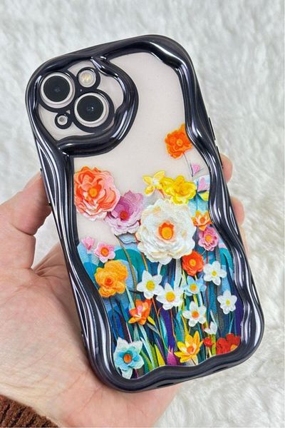 Vip Case iPhone 14-13 - حافظة Bloss بتصميم أنيق وعصري مع حماية للكاميرا بتصميم زهور ملونة