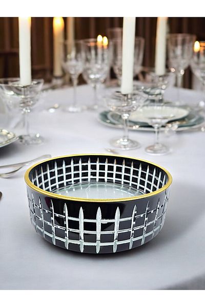 AYZ HOME Colorful Square Decor Cutting Crystal Glass Salad Bowl 25cm / Breathing Bowl