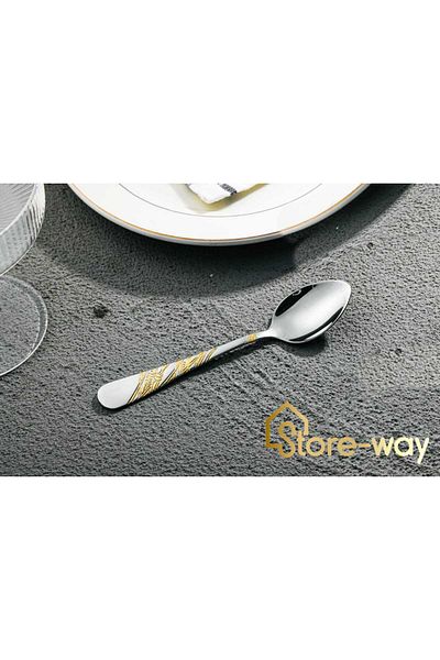 Storeway 12 Pcs Gold&Silver Stainless Steel Dessert Spoon