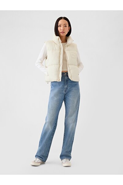 GAP KadınGap Logo Geri Dönüştürülmüş Crop Puffer Şişme Yelek