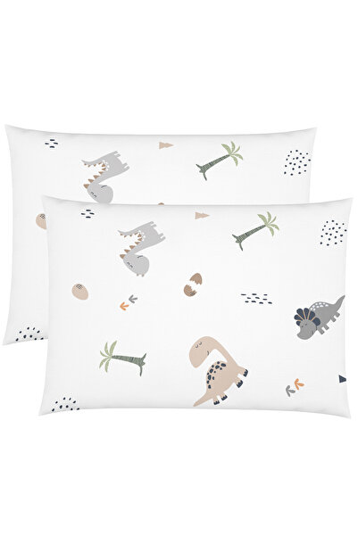 Wheeppo كيس وسادة أطفال بنقشة ديناصور - قطعتين 100% قطن 35x45