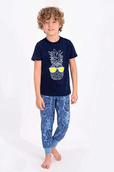 ROLY POLY Boy's Navy Blue Short Sleeve Pajama Set - Rp2334-c